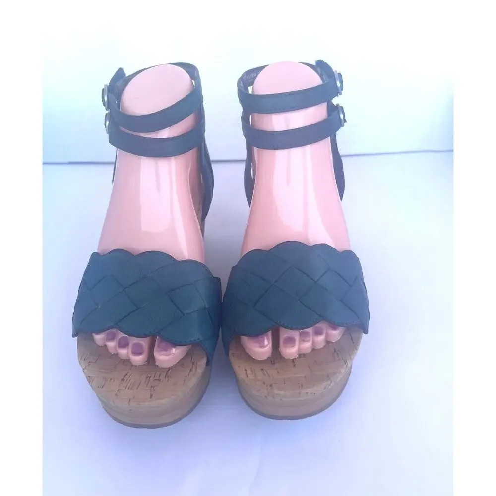 Baretraps Melyssa Blue Vegan Double Ankle Strap‎ Platform Comfort Sandals 7.5